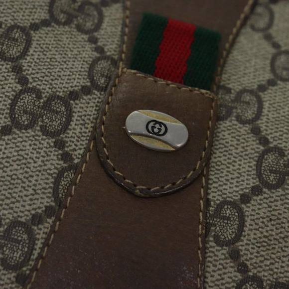 GUCCI GG Supreme Web Sherry Line Clutch Bag PVC Beige Red 89 01 034 Auth ti2044 - Picture 14 of 16